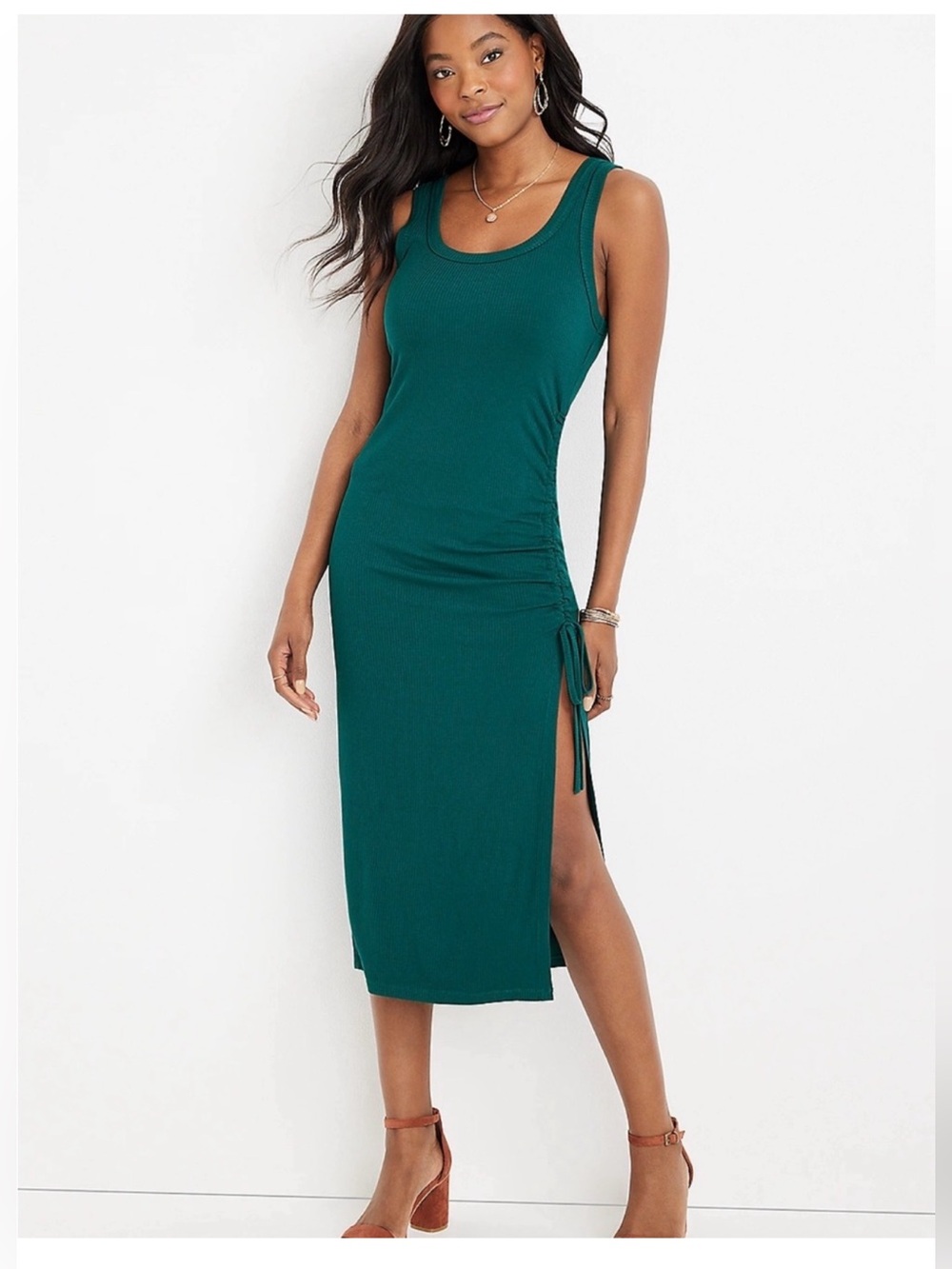 Maurice’s fitted ribbed side-slit tie dress